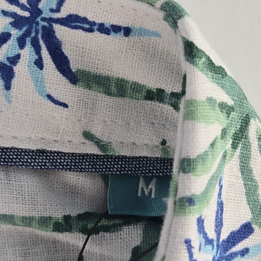 Tenth + Ocean F112X4041 Mens Medium White Palm Tree S/S Washable Linen Shirt - Picture 5 of 6